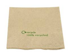 Servet Recycle bruin 2-laags 33x33cm 1/4 (24x100 stuks)