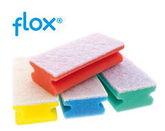 Flox Schuurspons wit/groen met grip