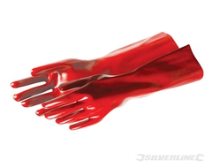 Handschoenen rood PVC lang